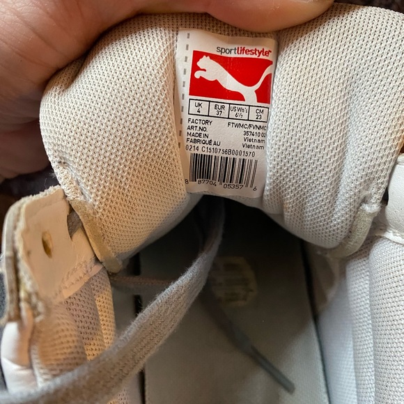 PUMA-white w/grey high top wedge sneakers..size 6.5 - Picture 7 of 7